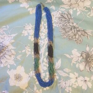 Blue/Green/black beaded necklace